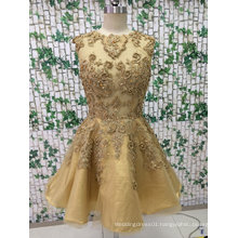 Short Gold Color Evening Dress